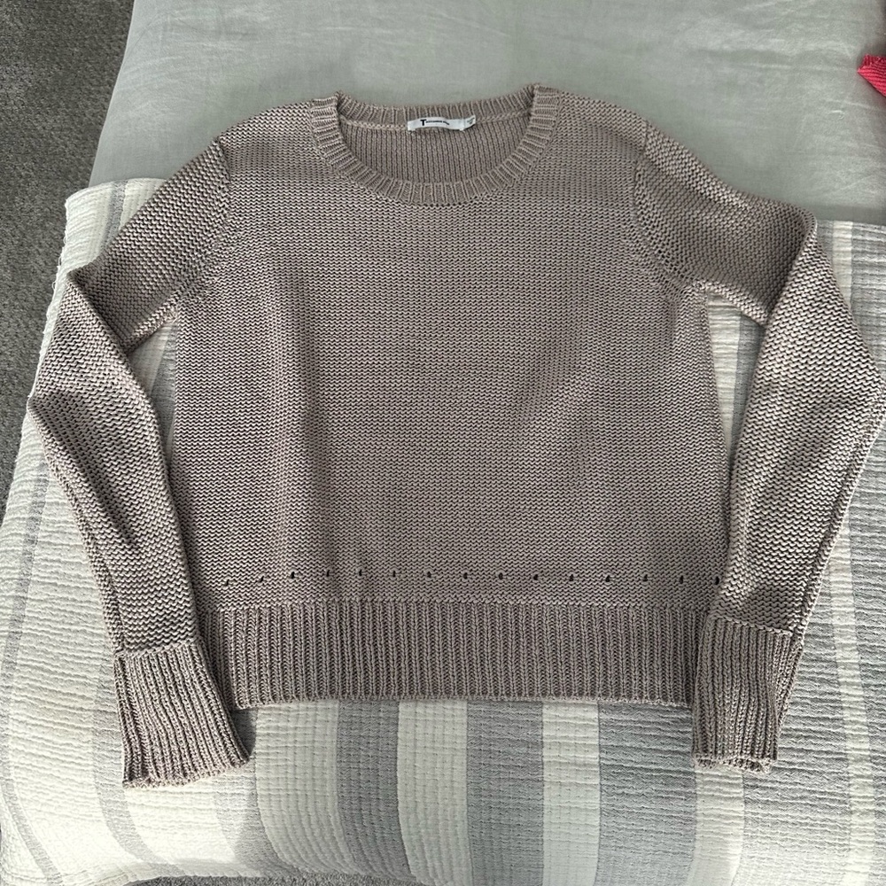 T By Alexander Wang Taupe Crew Neck Sweater Size Small